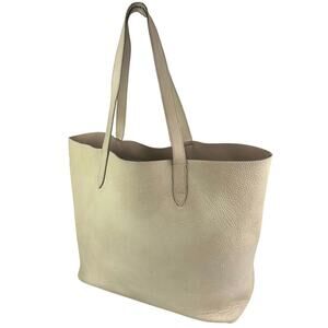 Cuyana Small Easy Tote Beige Pebbled Leather 14" Laptop Handbag Shoulder Bag